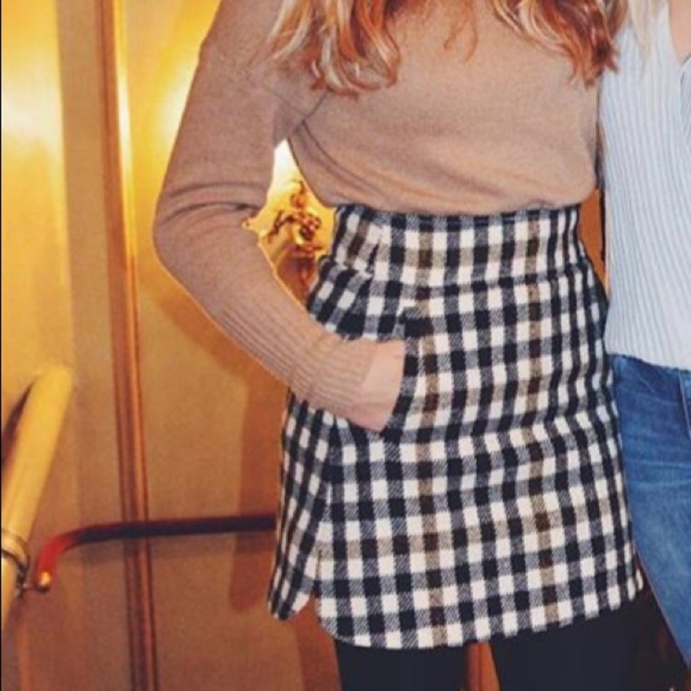 J Crew wool checked skirt